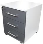 1 Office Alb/Gri Comoda Birou 3 sertare Comoda