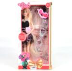 Magic Toys Elegáns hosszú szőkehajú divatbaba fekete ruhában kiegészítőkkel - 28 cm (MKL539951)