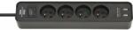 brennenstuhl 4 Plug + 2 USB 1,5 m Switch (1153244006)