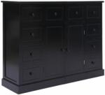 vidaXL Servantă cu 10 sertare, negru, 113 x 30 x 79 cm, lemn (284178) Comoda