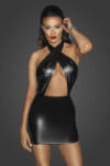 Noir Handmade F255 Powerwetlook Halter Mini-Dress with Neck Wrap M