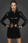 Noir Handmade F246 Short PVC Dress Fastened in the Front with Gold Clasps L