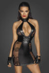 Noir Handmade F238 Short Tulle Dress, Powerwetlook Inserts and Corset Binding XXL