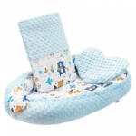NEW BABY Luxus babafészek párnával és paplannal New Baby Minkyből kék - pindurka