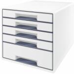LEITZ Irattároló, műanyag, 5 fiókos, LEITZ „Wow Cube, fehér/szürke (E52141001)