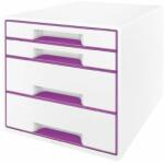 LEITZ Irattároló, műanyag, 4 fiókos, LEITZ „Wow Cube, fehér/lila (E52131062)