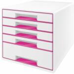 LEITZ Irattároló, műanyag, 5 fiókos, LEITZ „Wow Cube, fehér/rózsaszín (E52141023)
