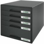 LEITZ Irattároló, műanyag, 5 fiókos, LEITZ „Plus, fekete (E52110095)