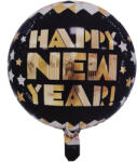  Fólia lufi - Happy New Year - Fekete és arany kör