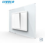 LIVOLO Intrerupator mecanic simplu cap scara 3M, cu rama sticla Livolo (VL-1FCMKS-1WP-P9E-2FCMB)