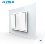 LIVOLO Intrerupator mecanic dublu cap scara 3M, cu rama sticla Livolo (VL-2FCMKS-1WP-P9E-1FCMB)