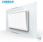 LIVOLO Intrerupator mecanic qvadruplu cap scara , 4M, cu rama sticla Livolo (VL-4FCMKS-1WP-P9E)