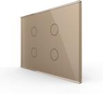 LIVOLO Intrerupator cvadruplu cu touch Livolo din sticla - standard italian - culoare auriu