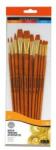 Daler-Rowney Set 10 pensule acrilic, semiprofesionale, cu mâner lung din lemn, Simply Daler Rowney