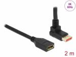 Delock Cablu prelungitor Displayport 8K60Hz/4K240Hz HDR unghi sus/drept T-M 2m, Delock 87081 (87081)