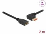 Delock Cablu prelungitor Displayport 8K60Hz/4K240Hz HDR unghi stanga/drept T-M 2m, Delock 87075 (87075)