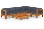 vidaXL Set mobilier grădină perne gri închis, 7 piese, lemn acacia (3057956) - comfy