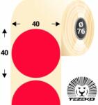 Tezeko 40 mm-es kör, papír címke, fluo piros színű (2750 címke/tekercs) (P0400004000-066) - dunasp