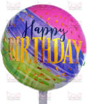  Happy Birthday színes nyalóka fólia lufi, 45cm