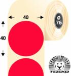 Tezeko 40 mm-es kör, papír címke, fluo piros színű (2750 címke/tekercs) (P0400004000-066) - cimke-nyomtato