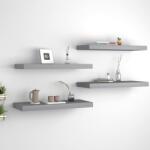 vidaXL Rafturi de perete, 4 buc. , gri, 60 x 23, 5 x 3, 8 cm, MDF (323855) Raft