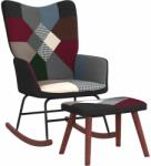 vidaXL Scaun balansoar cu taburet, material textil, petice (328204) Balansoar