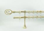  19 mm Ø Florenz karnis szett, 2 soros, ecrü-gold, nyitott tartóval (160 cm)