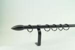  16 mm Ø Memphis függönykarnis szett, 1 soros, fekete, lapostartóval (120 cm)
