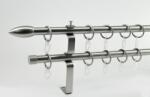  16 mm Ø Memphis karnis szett, 2 soros, nikkel-matt, lapostartóval (300 cm)
