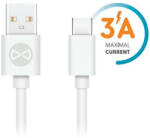 Forever USB/USB-C töltő és adatkábel, gyorstöltés funkció, 3A, 1m, fehér
