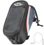 tectake 401608 biciklis táska telefontartóval - 20 x 9, 5 x 10 cm, fekete/szürke/piros