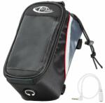 tectake 401611 biciklis táska telefontartóval - 20, 5 x 10 x 10, 5 cm, fekete/szürke/piros