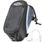 tectake 401609 biciklis táska telefontartóval - 20 x 9, 5 x 10 cm, fekete/szürke/kék