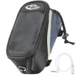 tectake 401607 biciklis táska telefontartóval - 20 x 9, 5 x 10 cm, fekete/szürke/zöld