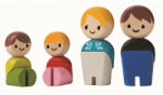 Plan Toys Familie de papusi, set de figurine din lemn, Plantoys