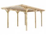Atlana Kocsibeálló pergola 300x500x233 cm fenyőfa szabadon álló impregnált fa PVC tetőfedés