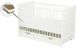 Qmini Patut din lemn Julia 120x60 cm, multifunctional, cu sertar, Alb + Saltea 12 cm - Qmini (QM_JUL12CM02AL)