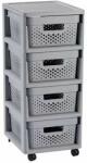 Keter INFINITY 4x11L fiókos tároló 36 x 29, 5 x 65, 5 cm DOTS, szürke 231558 (04356-099) (231558)