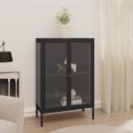 vidaXL Servantă, negru, 75x35x105 cm, oțel și sticlă (336070) Comoda
