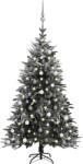 vidaXL Műkarácsonyfa LED fényekkel hóval gömb szettel 180 cm (3077929)