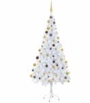 vidaXL Műkarácsonyfa LED fényekkel és gömb szettel 180 cm (3077494)