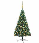 vidaXL Fél műkarácsonyfa LED fényekkel gömb szettel 180 cm (3077479)