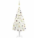 vidaXL Fehér műkarácsonyfa LED fényekkel és gömb szettel 180 cm (3077548)