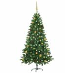 vidaXL Műkarácsonyfa LED fényekkel és gömb szettel 180 cm (3077555)