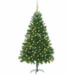 vidaXL Műkarácsonyfa LED fényekkel és gömb szettel 210 cm (3077556)