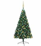 vidaXL Fél műkarácsonyfa LED fényekkel és gömb szettel 240 cm (3077481)