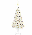 vidaXL Fehér műkarácsonyfa LED fényekkel és gömb szettel 120 cm (3077546)