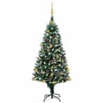 vidaXL Műkarácsonyfa LED fényekkel gömb szettel és tobozokkal 150 cm (3077530)