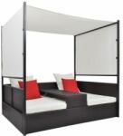 vidaXL Polyrattan napellenzős ágy fekete (42901)