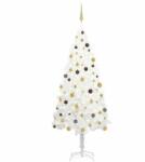 vidaXL Fehér műkarácsonyfa LED fényekkel és gömb szettel 240 cm (3077550)